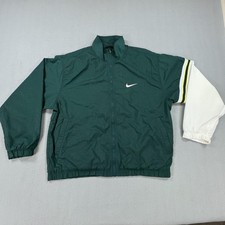 Vintage Nike Track Jacket Mens Medium Green White Full Zip Windbreaker 90s UO
