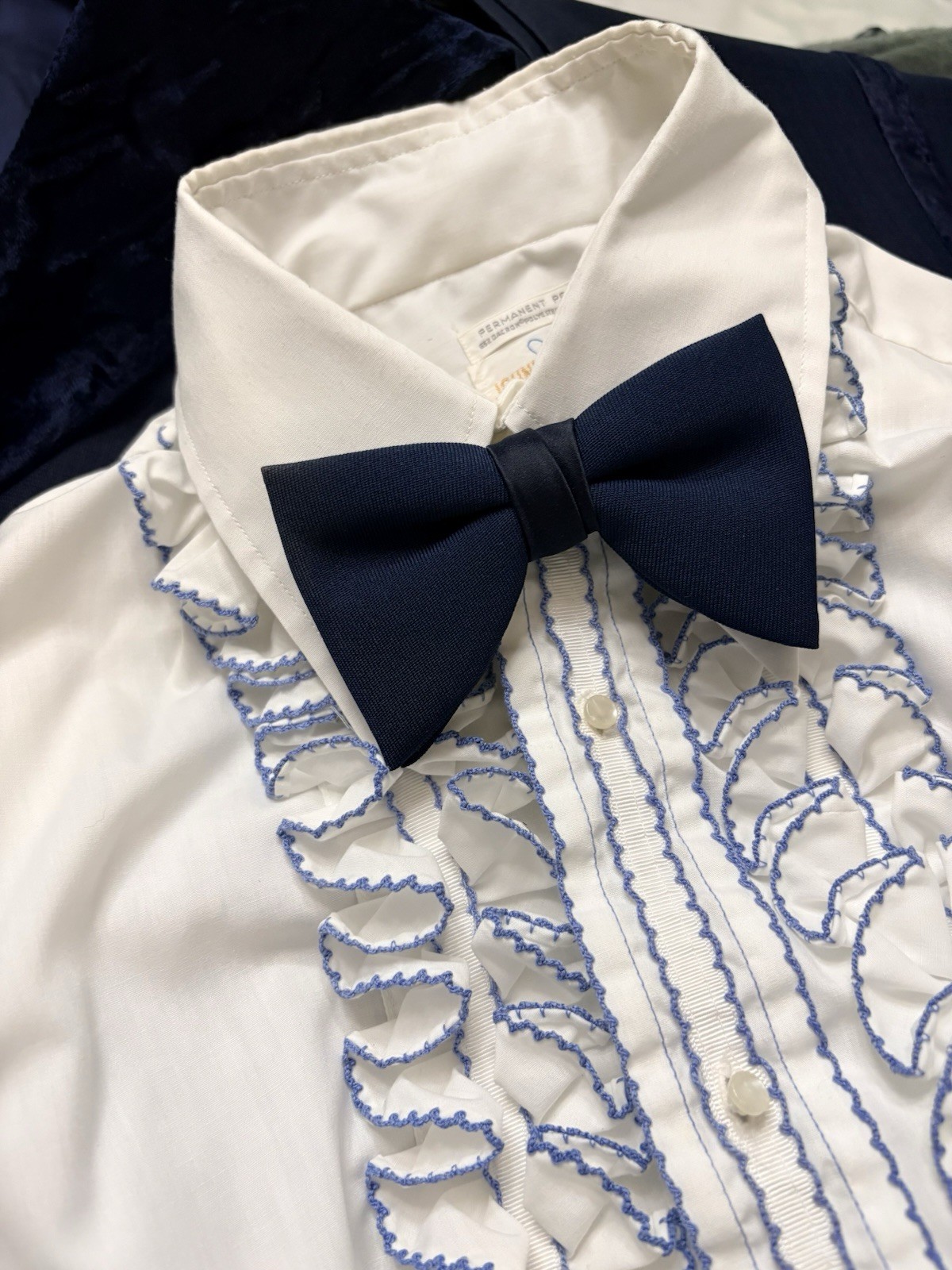 Vintage 1973 After Six Rudofker Tuxedo Mens Midnight Blue Velvet Trim  4 Pc Set image 7