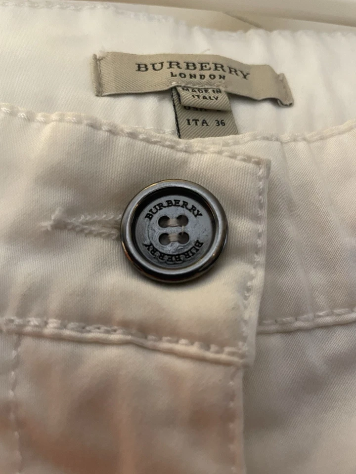 Pantalones de algodón BURBERRY blancos de tiro bajo talla 2 Foto 4 de 4