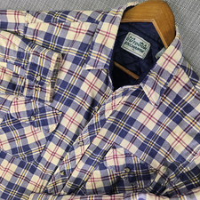 Vtg Outdoor Exchange Quilted Lined Flannel Shirt Jacket XL Plaid Red Blue Button