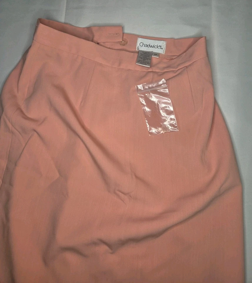 Conjunto Blazer Chadwick's Petites 6p Doble Pecho Melocotón con Falda y Pantalones Nuevo con Etiquetas Foto 3 de 4