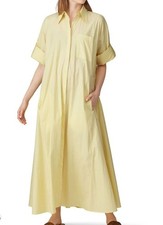 Co Women's Yellow Collared Cotton Shirt Maxi Dress Size XL Oversized