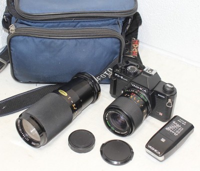 Vintage Yashica FX-3 Super 2000 35mm Film Camera 2x Lens Bundle, Flash, TESTED!!
