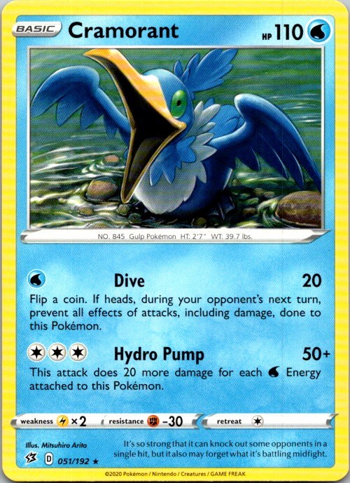 Cramorant 051/192 Rare Rebel Clash Pokemon Lightly Played