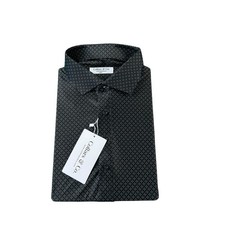 Collars  Co Black White Geometric Dress Collar Men Polo Shirt Size L NWT