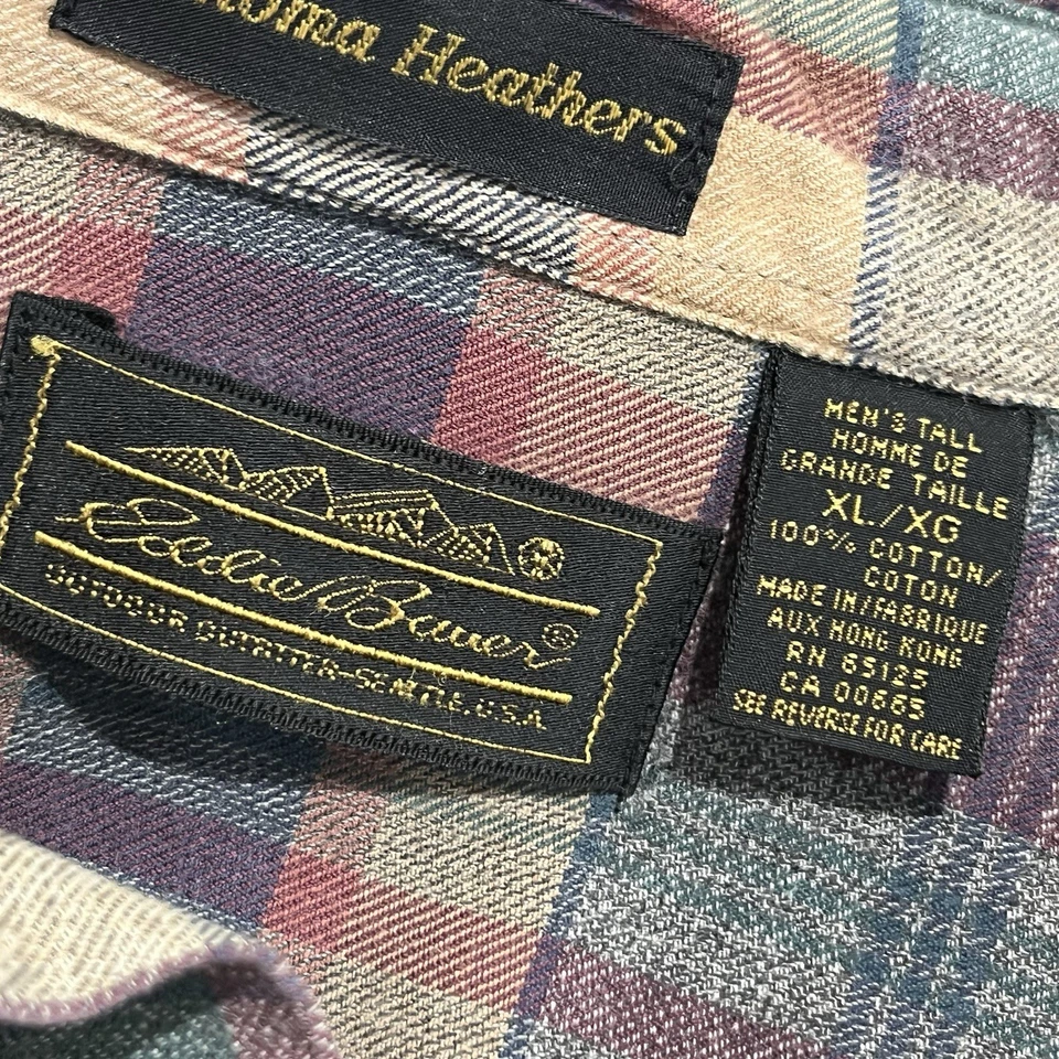 Vintage Sonoma Heathers Eddie Bauer Men's Tall XL  100% Cotton Flannel Shirt - Image 2 of 4