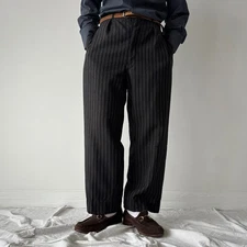 1940s Vintage French Workwear Striped Trousers