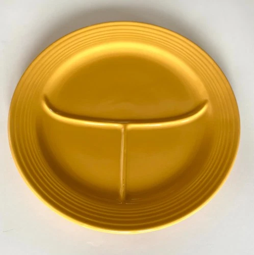 RARE Yellow Vintage Fiesta 12" Double Foot Compartment/Divided/Grill Plate