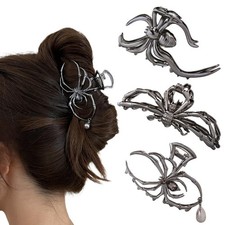 3PCS Black Spider Hair Claw Clips for Women 1 Count Pack of 3 , Gun