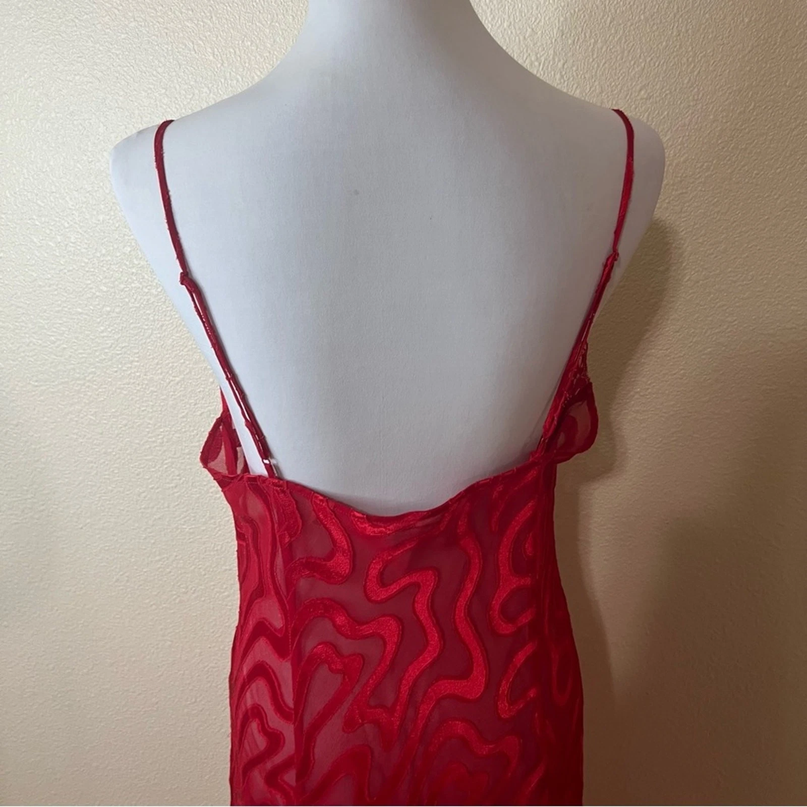 UNDERCOVER Vintage Abito maxi slip Victoria’s Secret rosso pizzo trasparente GRANDE Y2K