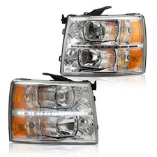 LED DRL Headlights for Chevy Silverado 1500 2007-2013 2500 3500 2007-2014 Amber