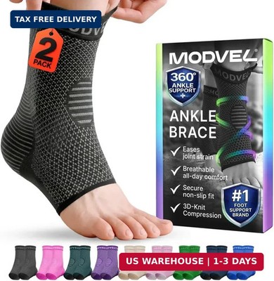 Modvel Ankle Brace for Women & Men - Compression Ankle Sleeve & Foot Brace, Righ