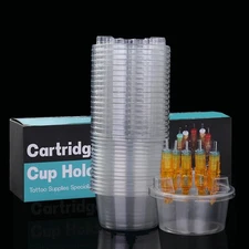 20Pcs Hive Cups Tattoo Cartridge Needle Cup Holder Transparent Plastic Holder