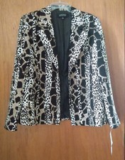 KASPER WOMENS OPEN FRONT LEOPARD ANIMAL PRINT BLAZER LINED SIZE 14 NWT