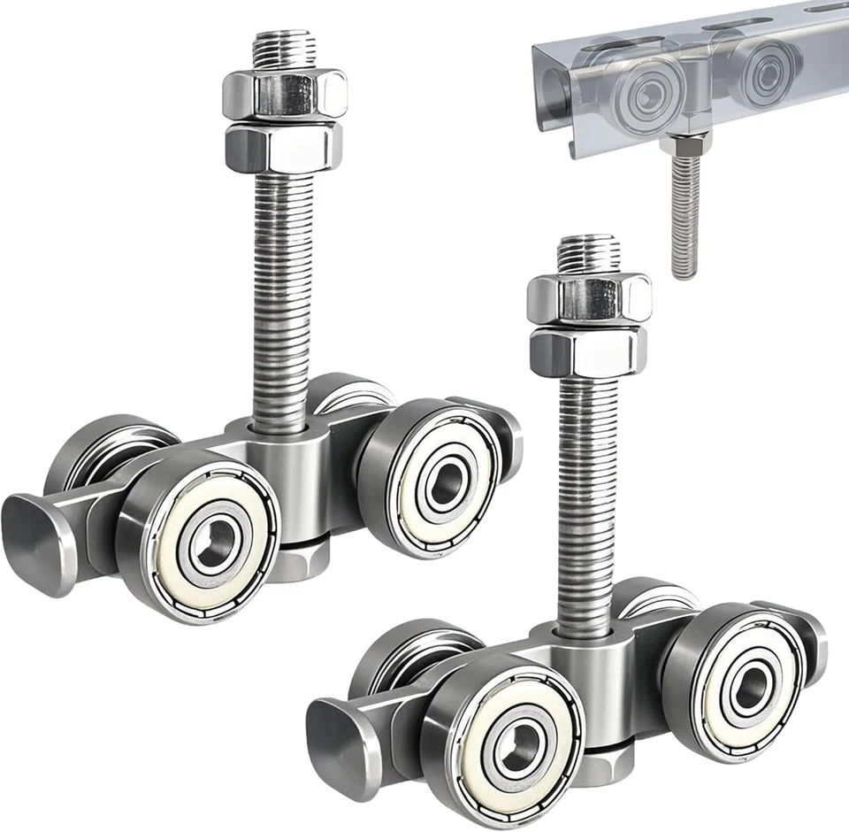 YOVXKAN 2 Pack 4-Wheel Silent Trolley Assembly Rollers for 1-5/8 Inch Unistrut Channel