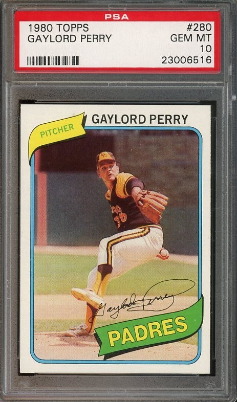 1980 Topps #280 Gaylord Perry GEM-MT PSA 10 San Diego Padres 6516