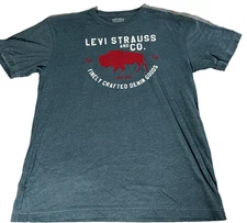 TEE Shirt   Levi Strauss And Co. Finely Crafted Denim Blue Gray  Size Large