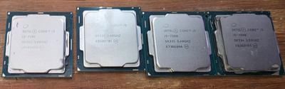 Lot of (4) Intel Core 7th gen i3,i5 LGA 1151 CPU, i3-7100,(2) i5-7500, i5-7600
