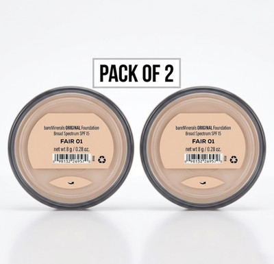 bareMinerals Original Foundation SPF 15 Fair 01 Loose Powder 0.28oz 2 PACK