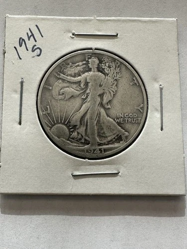 2 Walking Liberty Silver Half Dollar. 1941-S and 1942 Good Condition
