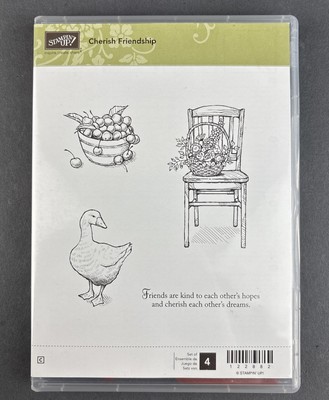 Stampin Up! CHERISH FRIENDSHIP Stamp Set -Goose, Cherries, Flowers