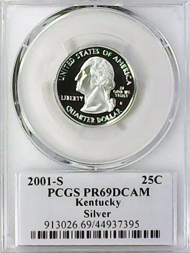 ✅ 2001-S Kentucky 90% SILVER Washington Quarter ~ PCGS PR69DCAM State Flag Label - Image 2 of 2