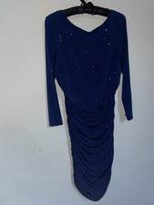 Gina Bacconi Stretchy Navy Blue Dress Sparkle Detail Perfect Party Evening Uk 16