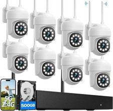 8 Pcs PTZ Cameras Wireless CCTV Security Camera System WiFi 16CH 4K NVR Audio
