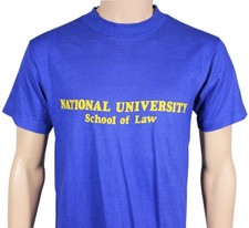 VTG 80s NATIONAL UNIVERSITY School Of Law T-SHIRT Medium Anvil Made In USA Blue