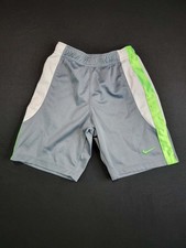 Nike Boys Size 6 Gray Athletic Shorts Neon Green Swoosh Dri Fit Style