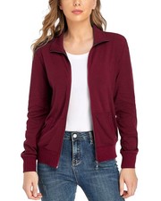 Women's Zip up Jackets Sweatshirts Jacket Stand Collar Jacket with Pockets