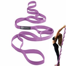Premium Durable Cotton Stretch Strap with 10or12 Loops,, Non-Elastic Yoga Str...