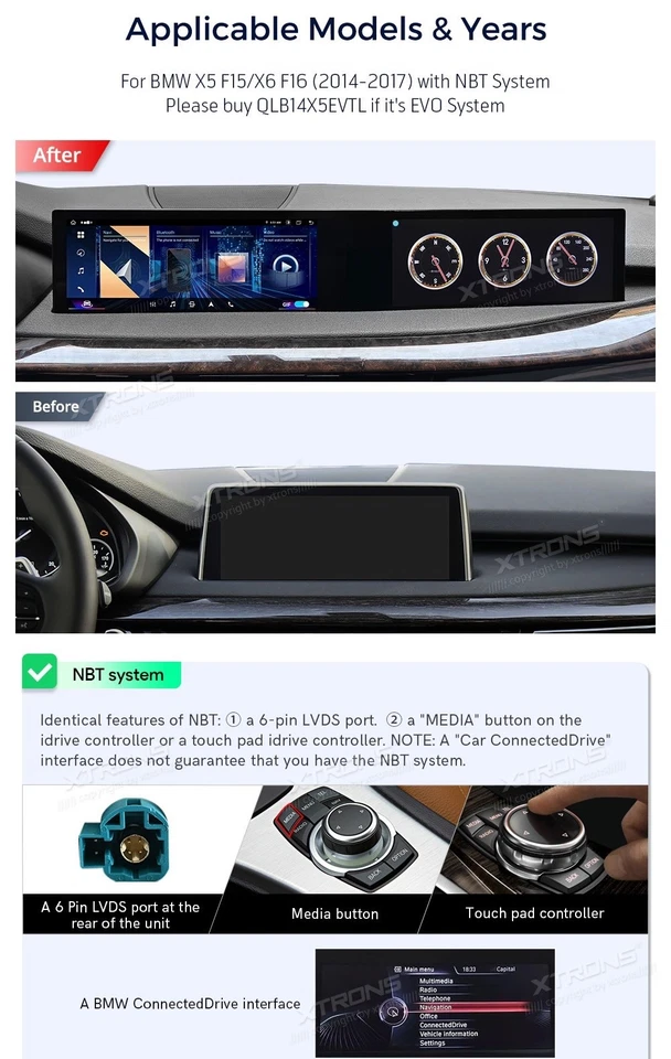 21" Dual Screen  BMW X5 X6 NBT 2014-2017 Android 14 Car Stereo Radio Carplay   - Image 2 of 4