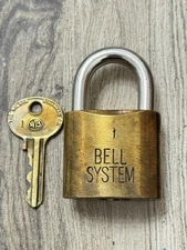 Vintage Wilson Bohannan Bell System 1 Padlock Lock With Key