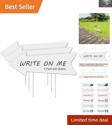 Versatile Blank Arrow Directional Signs - Perfect for Weddings & Parties 3-Pack