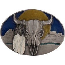 Cattle Skull Southwestern Native American Southwest Nos Vintage Belt Buckle