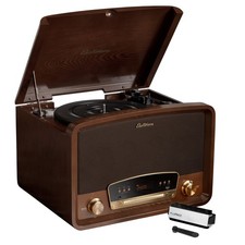 Electrohome Vinyl Record Player, Bluetooth Radio CD Vinyl to MP3, Cleaning Kit