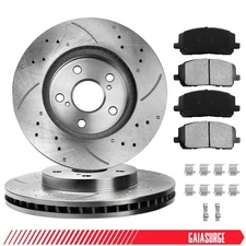 Front Drilled Rotors + Ceramic Brake Pads for 2001-2006 2007 Toyota Highlander