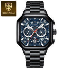 Luxury Men s Chronograph Watch Waterproof Luminous Date Stainless Steel Quartz