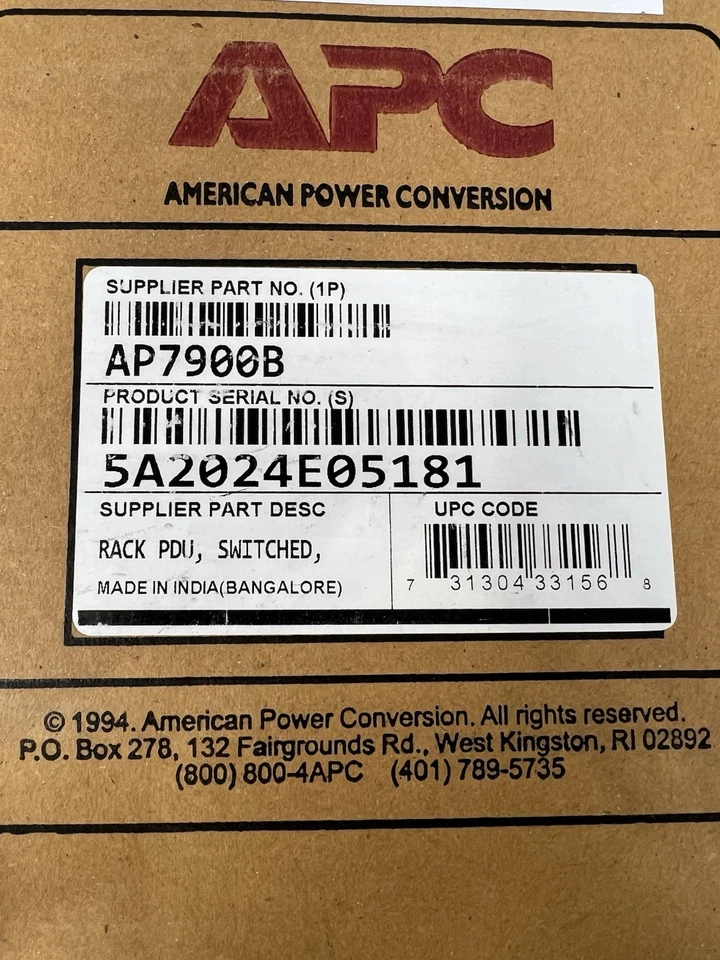 APC NetShelter Switched Rack PDU, 1U, 1.4kW, 120V, 15A, 8 NEMA 5-15R outlet - Image 3 of 4