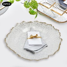 Gold Flower-like Rim Sturdy Round Charger Plates Wedding Party Dinner Supplies