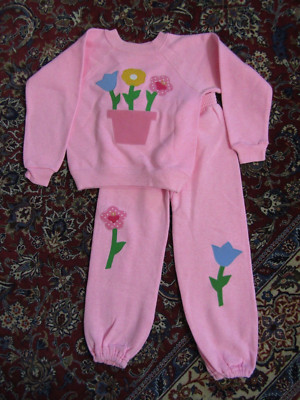 NWT Sissy Pie, Columbus Ohio Pink Flowerpot Sweat Pants & Top Children's 6T