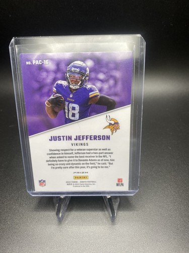JUSTIN JEFFERSON 2022 PANINI ZENITH (PACIFIC PRIZM) VIKINGS PAC-16 FOOTBALL CARD - Picture 4 of 4