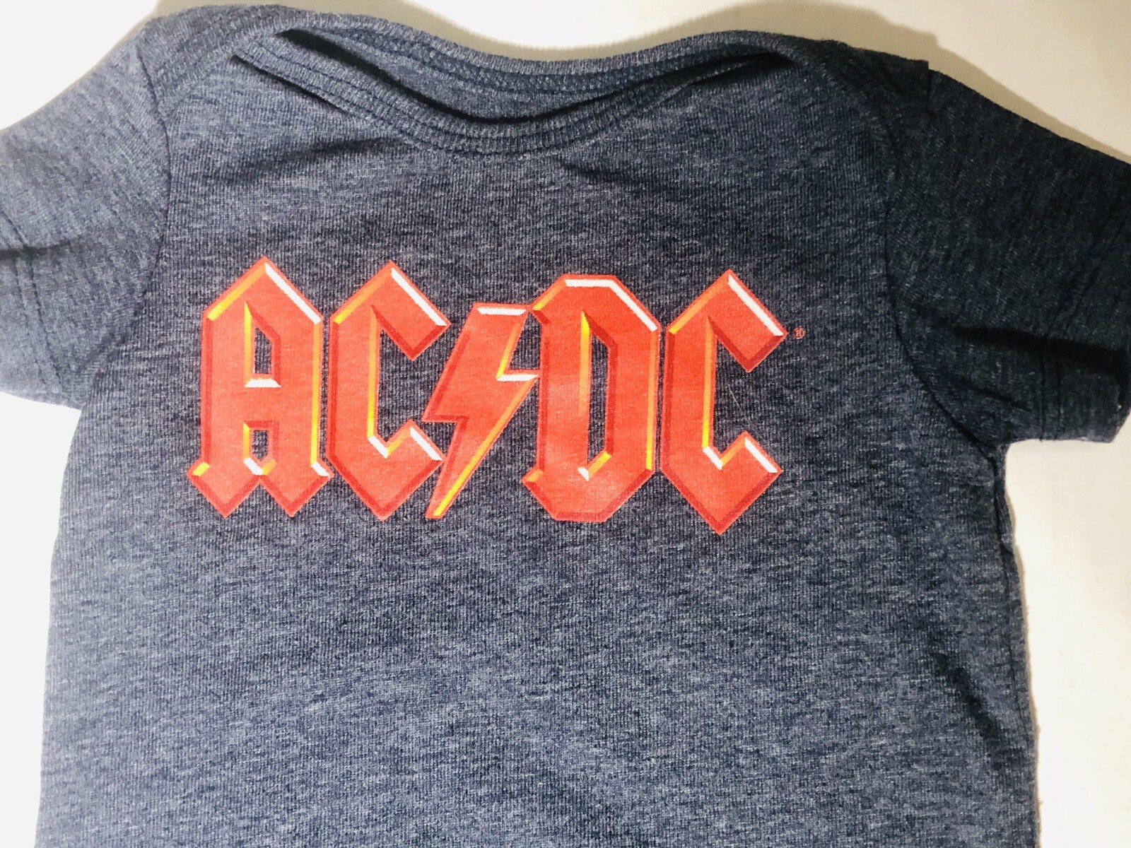 AC/DC Baby One Piece Unisex Gray With Red Letters 3-6 Months Used Very ...