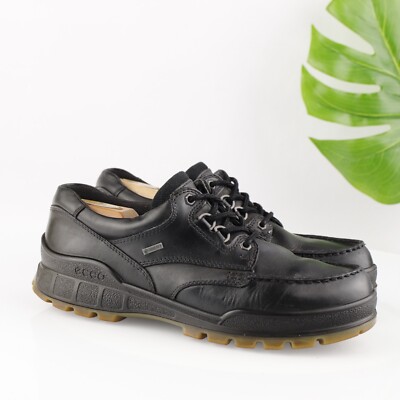 Ecco Mens Track 25 Boot Size 43 9 GoreTex Black Leather Lug Sole Work Shoe Low