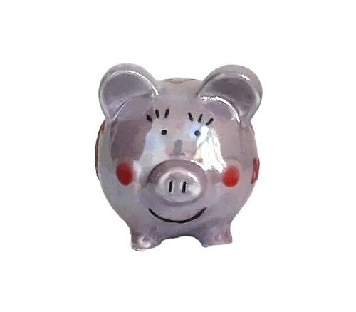 Piggy Bank Pottery Shiny Iridescent Finish Lilac Multicolor Pre-owned - Afbeelding 11 van 11