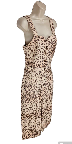 current air Women Capri Romper Jumpsuit Size S Leopard Print Denim Elastic Waist - Picture 2 of 5