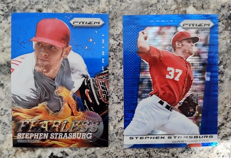 2013 Prizm Parallel Steve Strasburg Lot (2) - Fearless Blue, Blue Pulsar