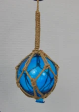 Blue Glass Fishing Float Net Buoy Christmas Ornament