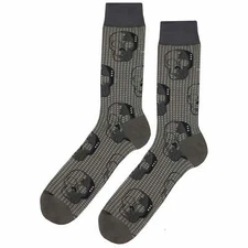 NWT Hidden Skull Dress Socks Novelty Men 8-12 Gray Crazy Fun Sockfly